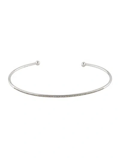 Pre-owned Shy Creation 14k Diamond Thin Cuff, 6.5" In Multi
