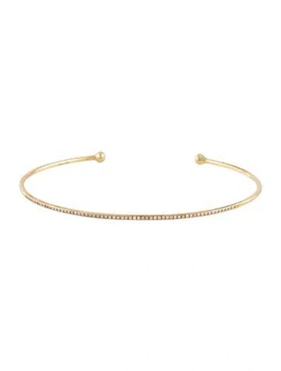 Pre-owned Shy Creation 14k Diamond Thin Cuff Bracelet, 6.5" In Multi