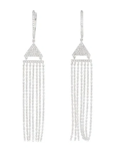 Pre-owned Shy Creation 14k Diamond Triangle Chain Tassel Earrings In Multicolor