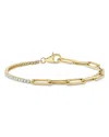 Shy Creation 14k Gold Colette Diamond Paperclip Link Bracelet In Gold