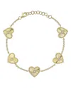 Shy Creation 14k Gold Kate Diamond Bezel Heart Link Bracelet In Yellow Gold