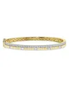 Shy Creation 14k Gold Kate Diamond Double Row Ridged Bangle Bracelet In Gold