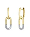 Shy Creation 14k Gold Kate Diamond Link Charm Hoop Earrings In Gold
