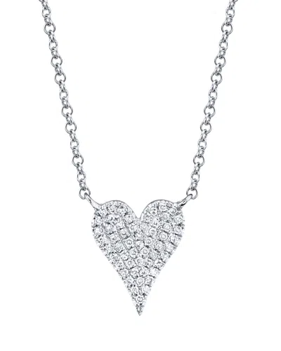 Shy Creation 14k Gold Kate Diamond Pave Heart Pendant Necklace, 0.11 Tcw In Silver
