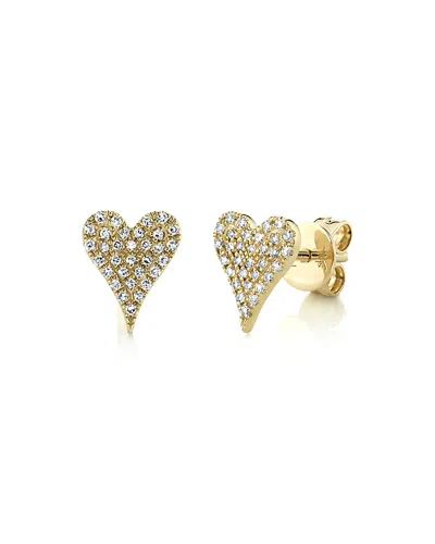 Shy Creation 14k Gold Kate Diamond Pave Heart Stud Earrings, 0.14 Tcw
