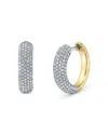 Shy Creation 14k Gold Kate Diamond Pave Huggie Hoop Earrings, 0.58 Ct. T. W. In White Gold