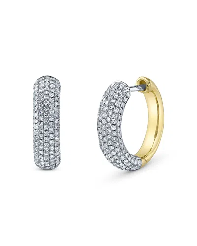Shy Creation 14k Gold Kate Diamond Pave Huggie Hoop Earrings, 0.58 Ct. T. W. In White Gold