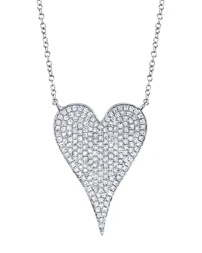 Shy Creation 14k Gold Kate Diamond Pave Pendant Necklace, 0.43 Tcw In Silver