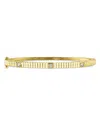 Shy Creation 14k Gold Kate Diamond Ridged Bangle Bracelet In Gold