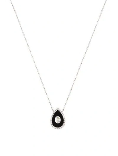 Pre-owned Shy Creation 14k Onyx & Diamond Teardrop Pendant Necklace, 18" In Multi