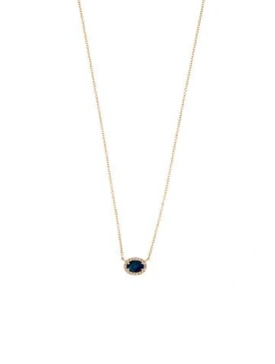 Pre-owned Shy Creation 14k Opal & Diamond Pendant Necklace, 17.75" In Multi