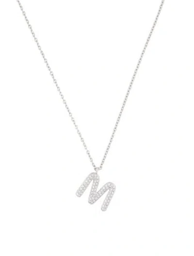 Pre-owned Shy Creation 14k Pave Diamond 'm' Pendant Necklace, 17.75" In Multi