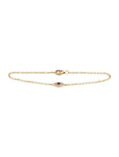 Pre-owned Shy Creation 14k Sapphire & Diamond Eye Bracelet, 6" In Multicolor