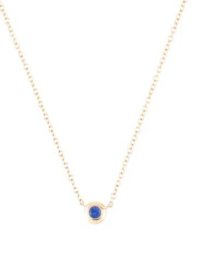 Pre-owned Shy Creation 14k Sapphire Bezel Pendant Necklace, 18" In Multi