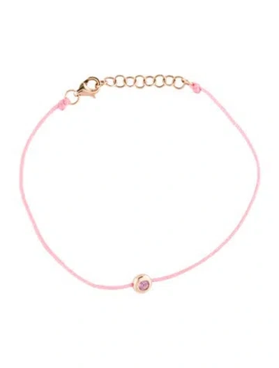 Pre-owned Shy Creation 14k Sapphire Cord Bracelet, 7.25" In Pink