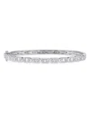 Shy Creation 14k White Gold Aleera Diamond Baguette & Round Cluster Bangle Bracelet In White