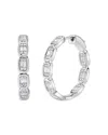 Shy Creation 14k White Gold Aleera Diamond Baguette & Round Cluster Small Hoop Earrings In White