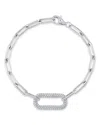 SHY CREATION 14K WHITE GOLD COLETTE DIAMOND PAVE PAPERCLIP LINK BRACELET