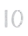 Shy Creation 14k White Gold Kate Diamond Baguette & Round Medium Hoop Earrings In White