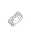 Shy Creation 14k White Gold Kate Diamond Multirow Crossover Ring In White
