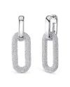 Shy Creation 14k White Gold Kate Diamond Pave Oval Earrings, 1.33 Ct. T. W. In White