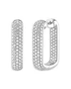Shy Creation 14k White Gold Kate Diamond Pave Rectangle Hoop Earrings, 2.11 Ct. T. W. In White