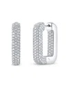 Shy Creation 14k White Gold Kate Diamond Pave Rectangle Hoop Earrings, 2.11 Ct. T. W. In White