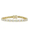 Shy Creation 14k Yellow Gold Aleera Diamond Baguette & Round Cluster Link Tennis Bracelet In Gold