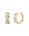 Shy Creation 14k Yellow Gold Bailey Diamond Baguette Huggie Hoop Earrings In Gold