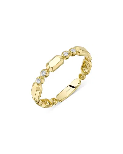 Shy Creation 14k Yellow Gold Bailey Diamond Bezel & Geometric Link Band