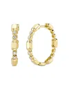 Shy Creation 14k Yellow Gold Bailey Diamond Bezel Geometric Small Hoop Earrings In Gold