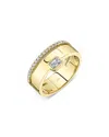 Shy Creation 14k Yellow Gold Bailey Diamond Round & Emerald Cut Band In Gold