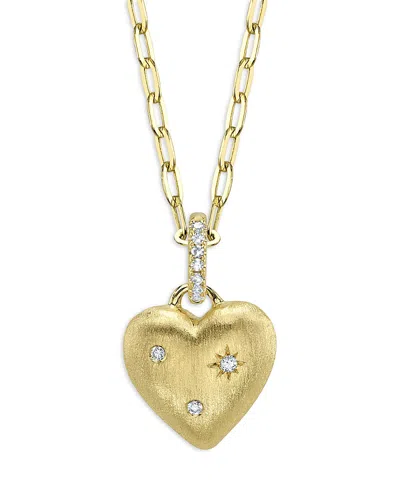 Shy Creation 14k Yellow Gold Diamond Heart Pendant Necklace, 18
