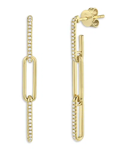 Shy Creation 14k Yellow Gold Diamond Pave Paperclip Link Drop Earrings