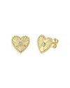 Shy Creation 14k Yellow Gold Kate Diamond Bezel Heart Stud Earrings In Gold