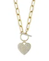 Shy Creation 14k Yellow Gold Kate Diamond Paperclip Link Pave Heart Necklace, 18 In Gold