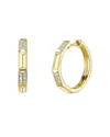 Shy Creation 14k Yellow Gold Kate Diamond Pave Geometric Small Hoop Earrings In Gold