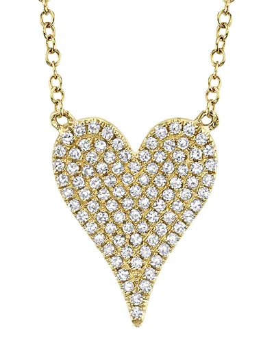 Shy Creation 14k Yellow Gold Kate Diamond Pave Pendant Necklace, 0.21 Tcw