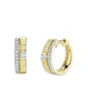 Shy Creation 14k Yellow Gold Kate Diamond Ridge Texture Huggie Hoop Earrings In Gold