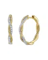 Shy Creation 14k Yellow Gold Kate Diamond Rope Twist Hoop Earrings In Gold