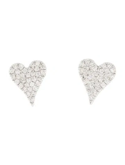 Pre-owned Shy Creation Diamond Pave Heart Studs In Multi