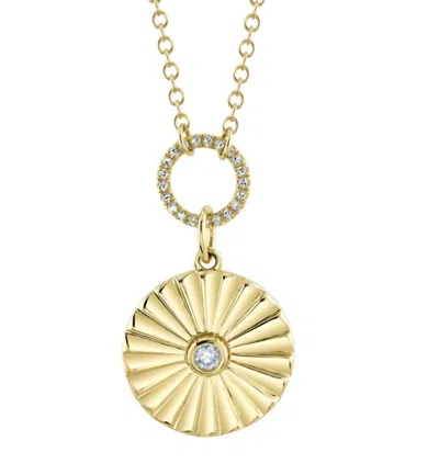 Shy Creation Women's Diamond Circle Necklace In Yellow Gold
