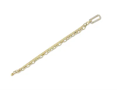 Shy Creation Women's Diamond Link Bracelet In Yellow Gold