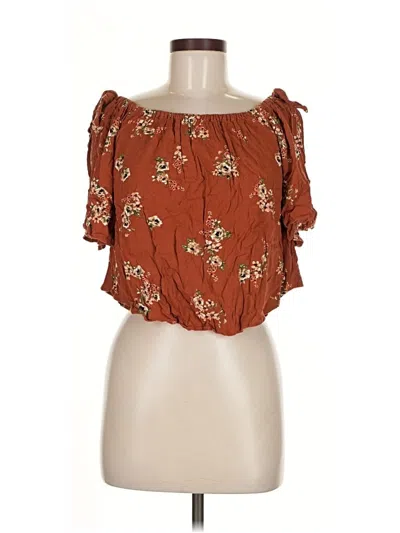 Pre-owned Shyanne Short Sleeve Blouse In Brown