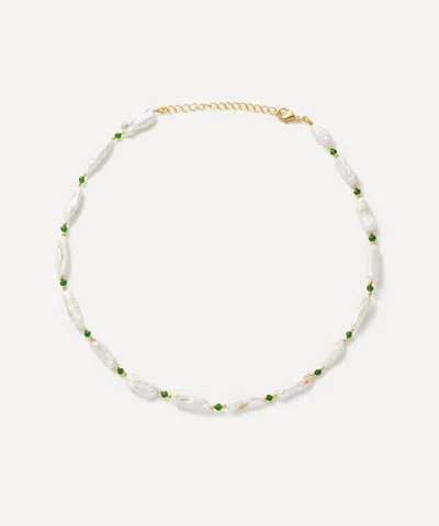 Shyla 22ct Gold-plated Bondi Pearl And Emerald Necklace