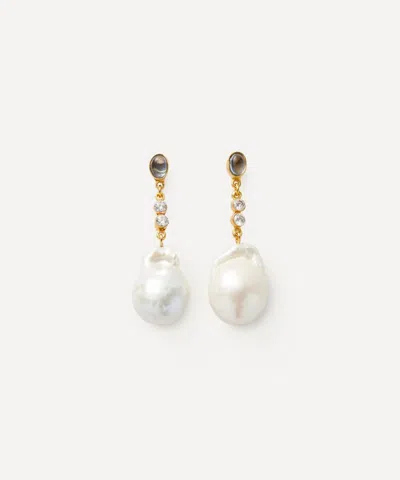 Shyla 22ct Gold-plated Ischia Pearl Drop Earrings