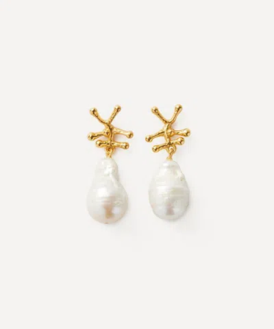 Shyla 22ct Gold-plated Nuria Pearl Drop Earrings