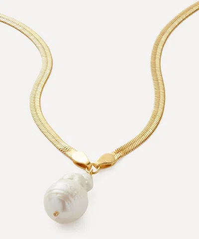 Shyla 22ct Gold-plated Serpentine Baroque Pearl Pendant Necklace