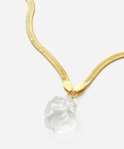 Shyla 22ct Gold-plated Serpentine Raw Crystal Pendant Necklace