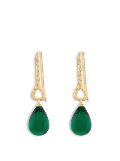 Shyla Helene Earrings In Gold/emerald